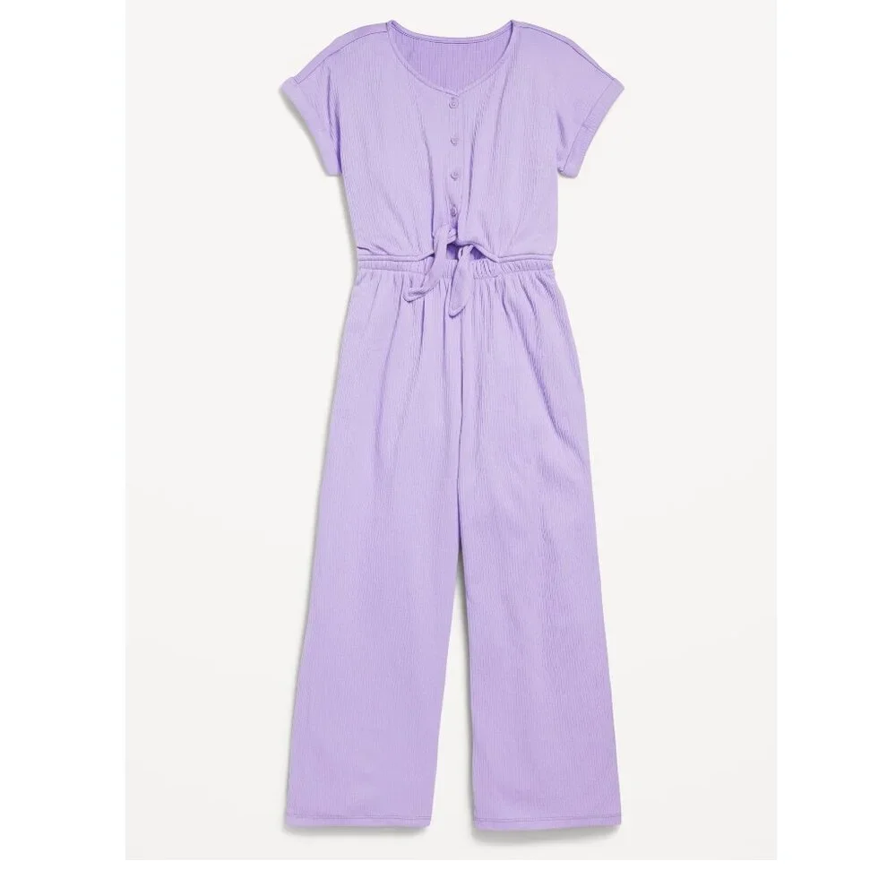 Girls Short Sleeve Tie-Knot Jumpsuit Romper in Purple Lavender Old Navy
